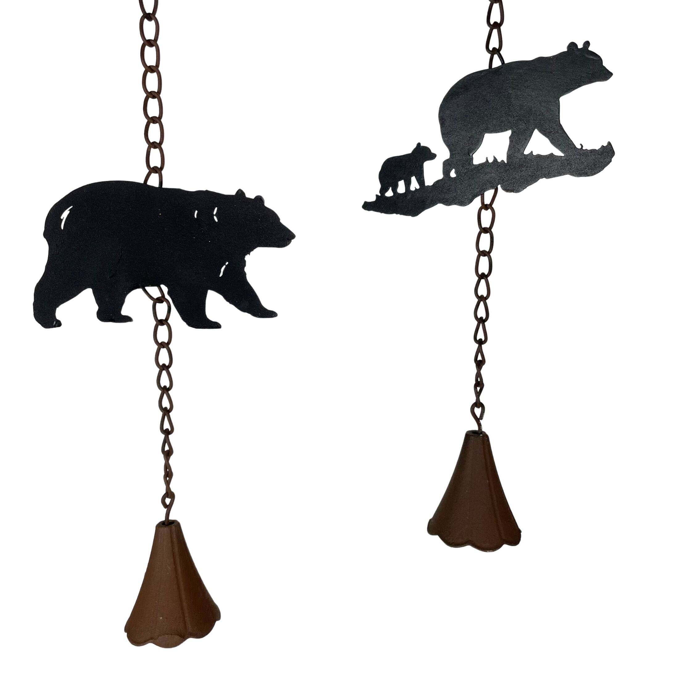 Alt View 2. Things2Die4 - Set of 2 Rain Chains with Bears and Trees, 52-Inch, Decorative Downspout - Green.