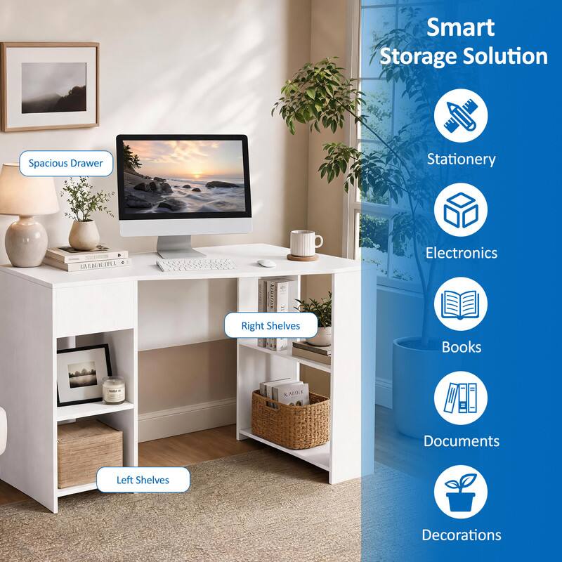 Smart Storage Solution  
Spacious Drawer  
Stationery  
Electronics  
Books  
Documents  
Decorations  
Right Shelves  
Left Shelves