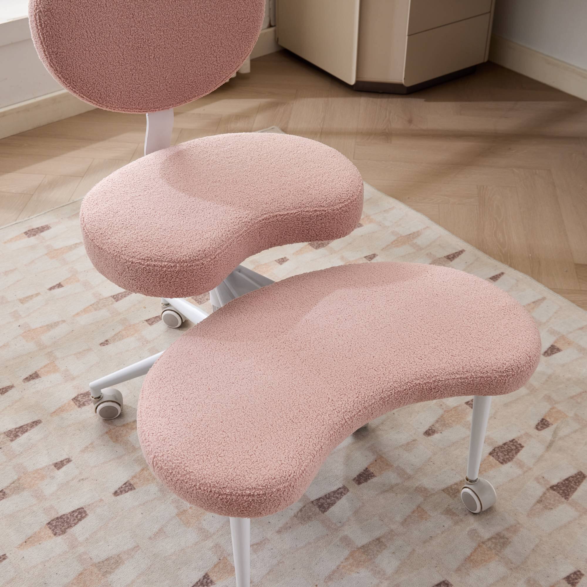 Back. Forest'nSky - Adjustable Cross-Legged Meditation Chair with Wheels & Lumbar Support,Pink - Pink.