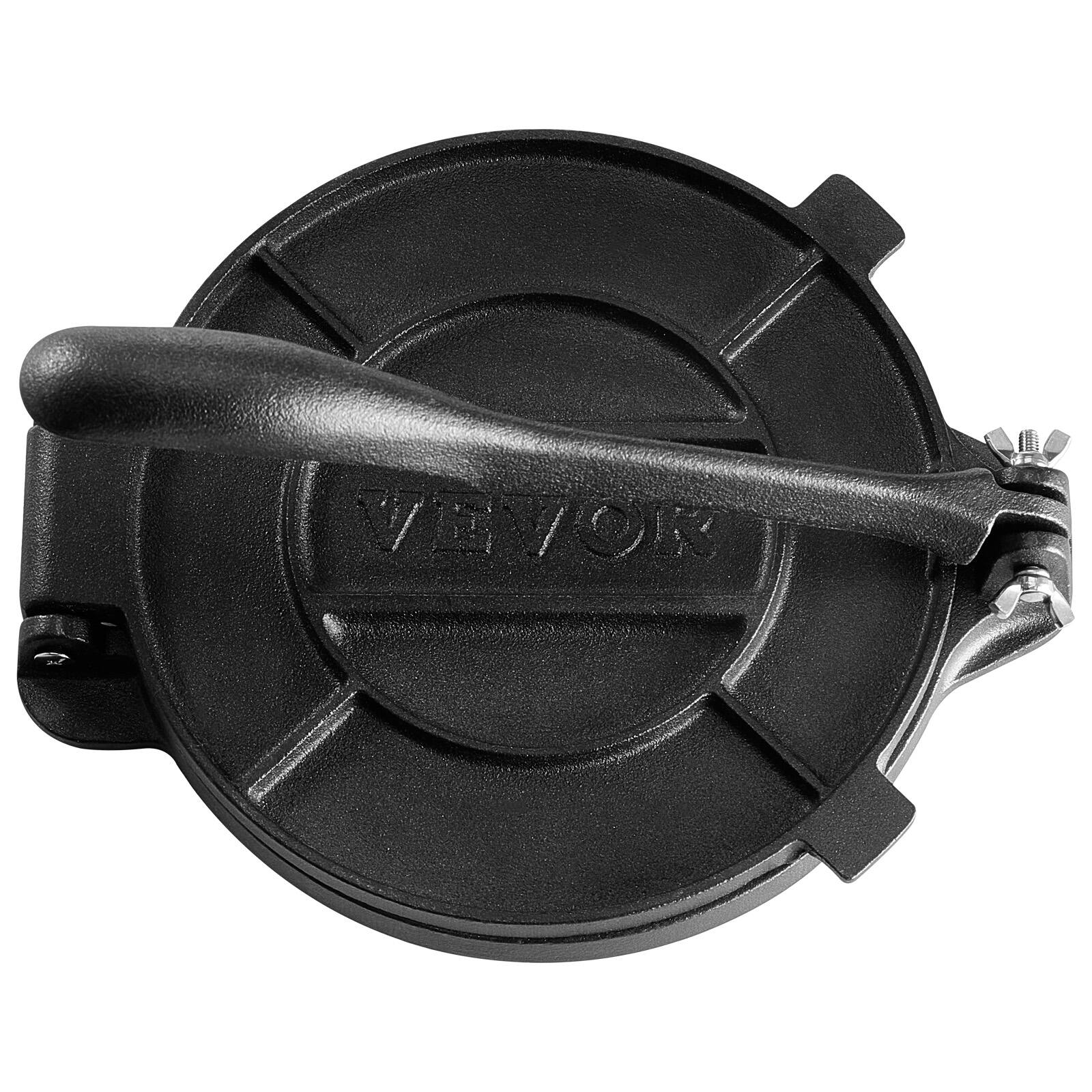 Alt View 5. VEVOR - Tortilla Press, 8 Inch Tortilla and Roti Maker, Cast Iron Heavy Duty Tortilladora Press, Pre-Seasoned Pataconera Maker - Black.