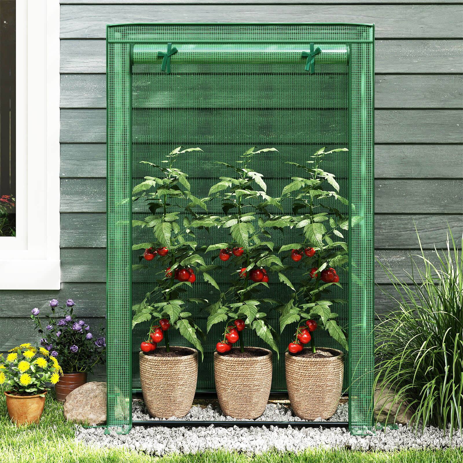 Alt View 4. Costway - Costway 39" x 20" x 59" Portable Mini Greenhouse with Roll-Up Zippered Door, Indoor Outdoor - Green.