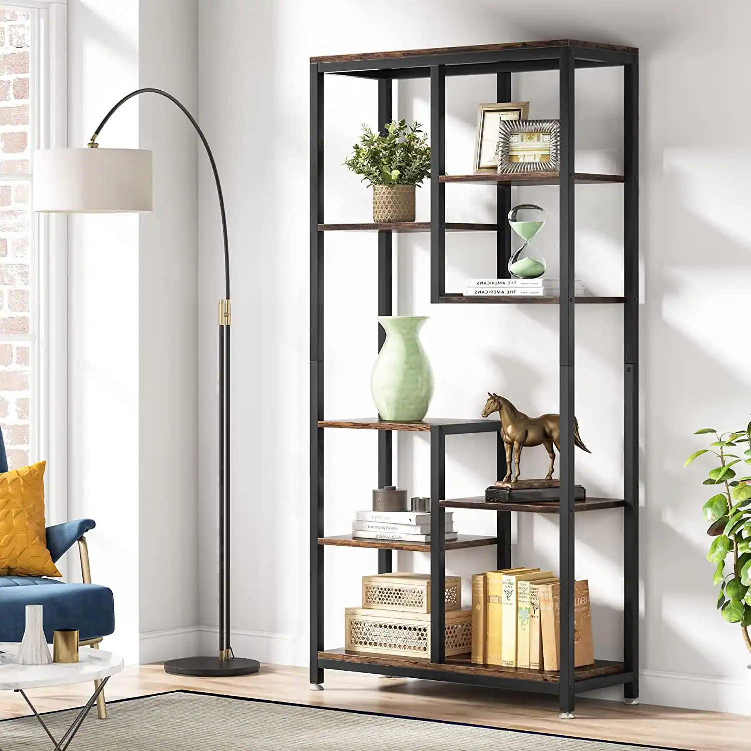 Tribesigns Industrial Bookshelf with Engineered Wood Construction and ...