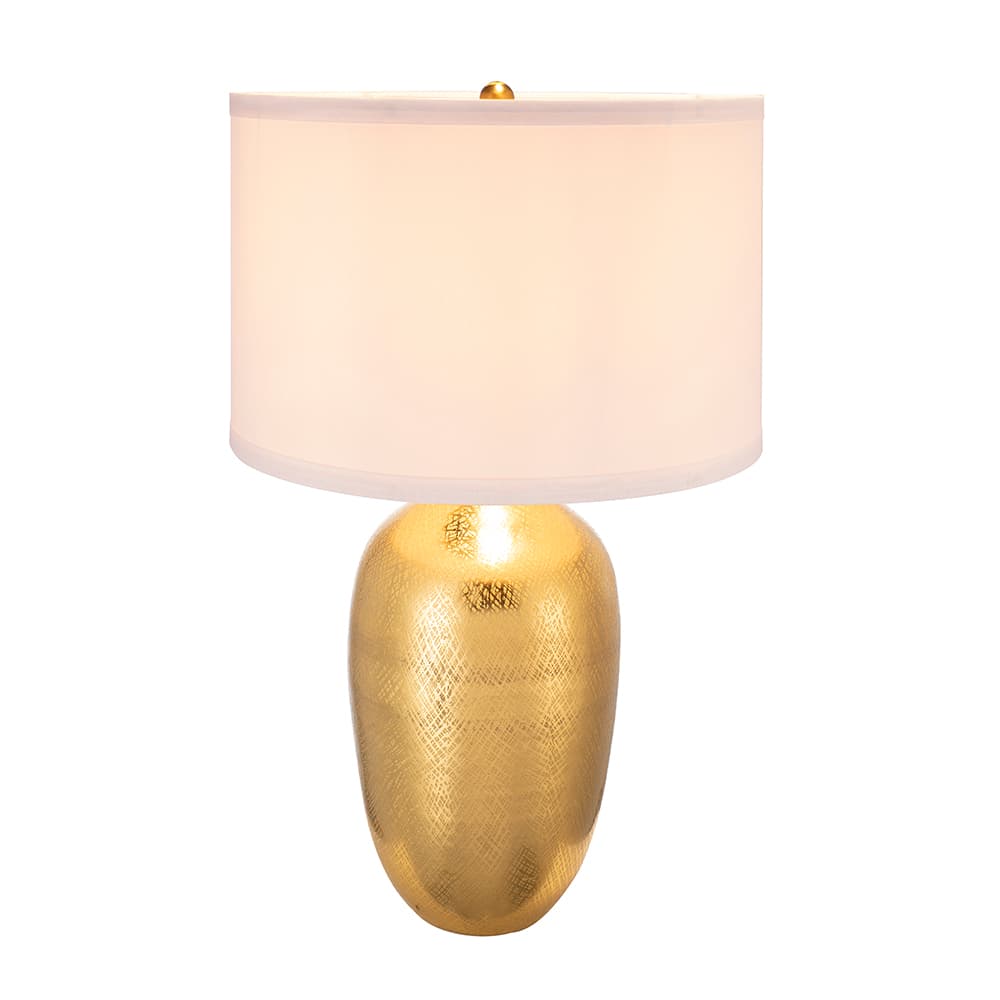Alt View 5. Luckbyte - D18x31" Round Aluminum Gold Table Lamp White Fabric Shade Lamp Shade Assembly Required.