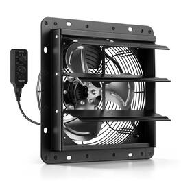 VEVOR - 10 inch Shutter Exhaust Fan Wall-Mount Variable Speed Temperature, Automatic Louvers Sturdy Steel Housing, Low Noise - Black