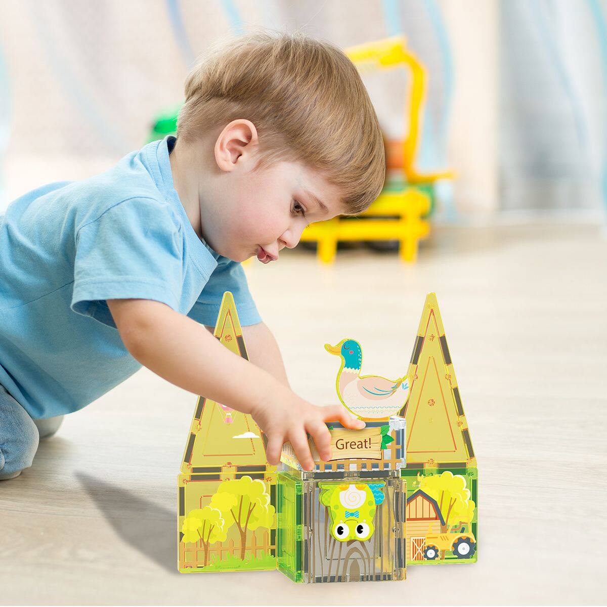 Alt View 6. PicassoTiles - PICASSO-TILES Magnetic Tiles for Kids, Farm Animal Theme Construction STEM Building Blocks Educational Toy, 8PCS - Multicolor.