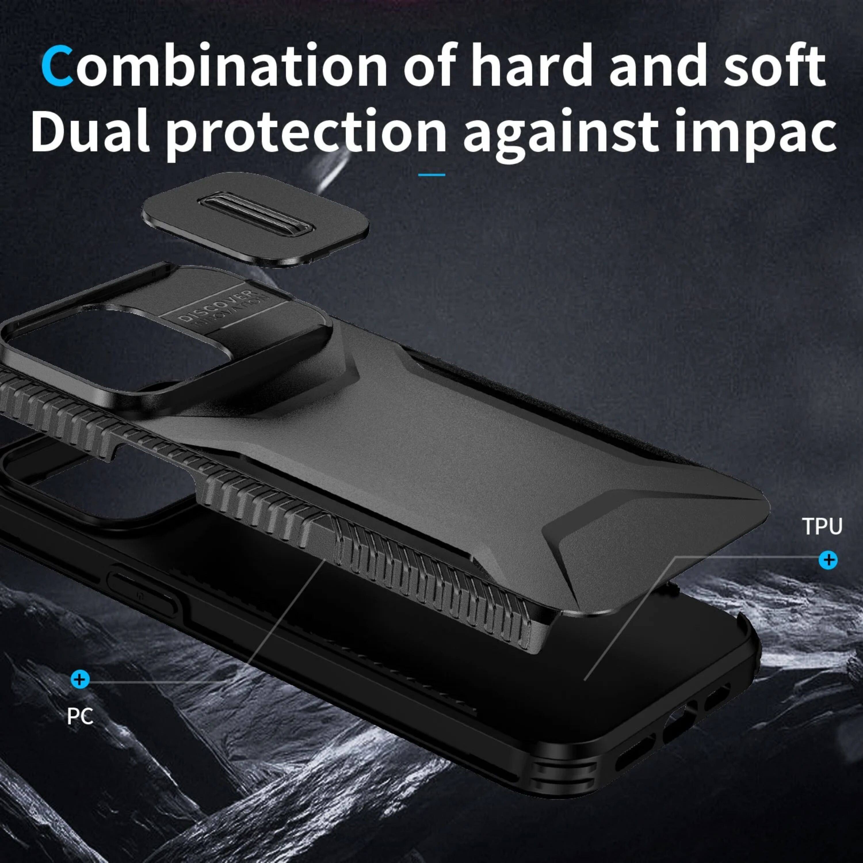 Combination of hard and soft  
Dual protection against impact  
- DISCOVER ONNO  
TPU + PC