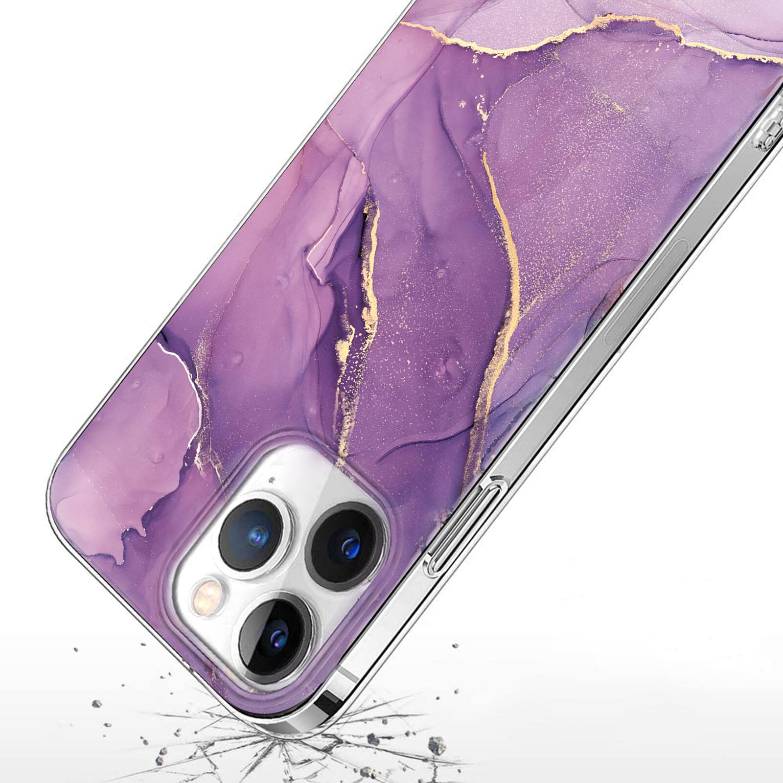 Alt View 2. SaharaCase - Inspire Seres Case Compatible with Magsafe for iPhone 15 Pro - Purple Marble - Purple.