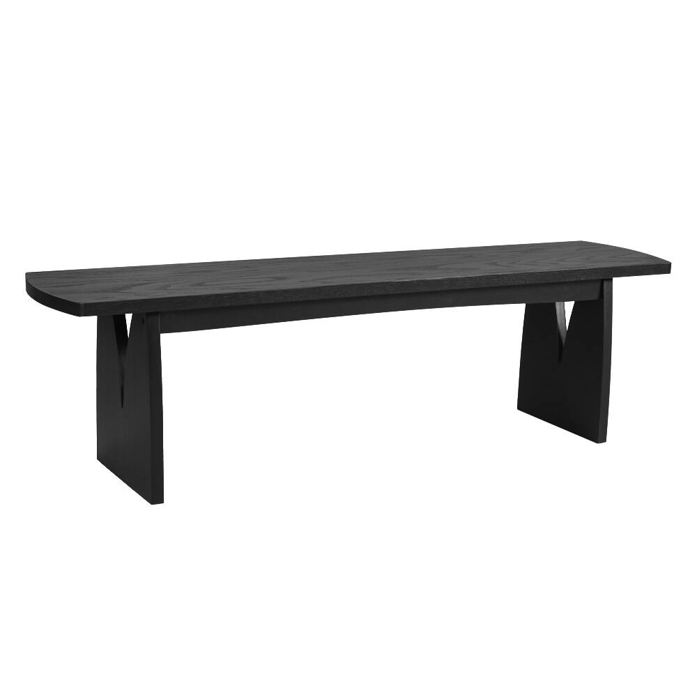 Alt View 1. Ropilly - Ropilly Black Modern Dining Bench Long Entryway Bench Acacia Legs High Capacity for Kitchen Living Room - Black.