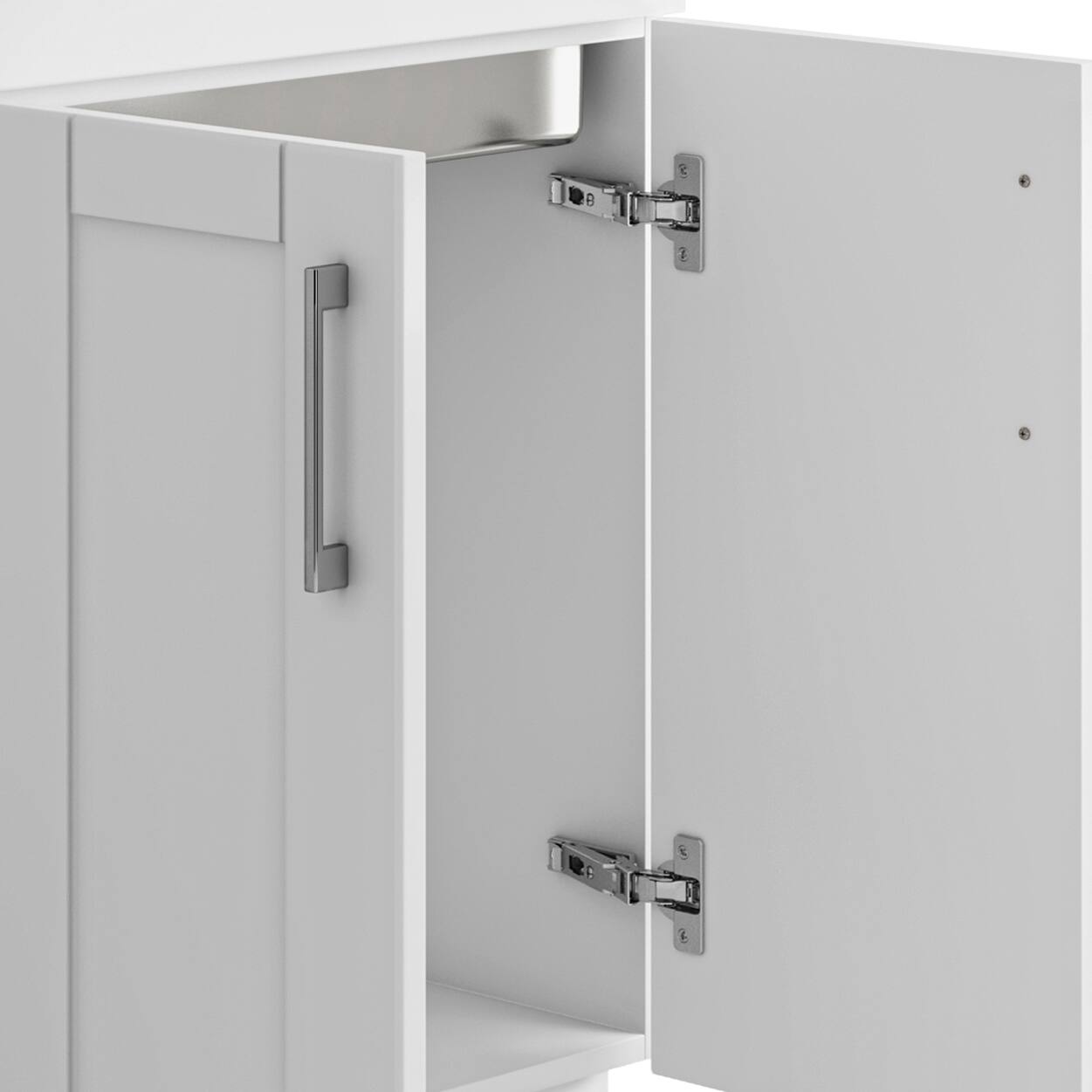 Alt View 4. Simpli Home - Modern Wide Shaker All-In-One 24-inch Laundry Utility Sink and Cabinet - Pure White.