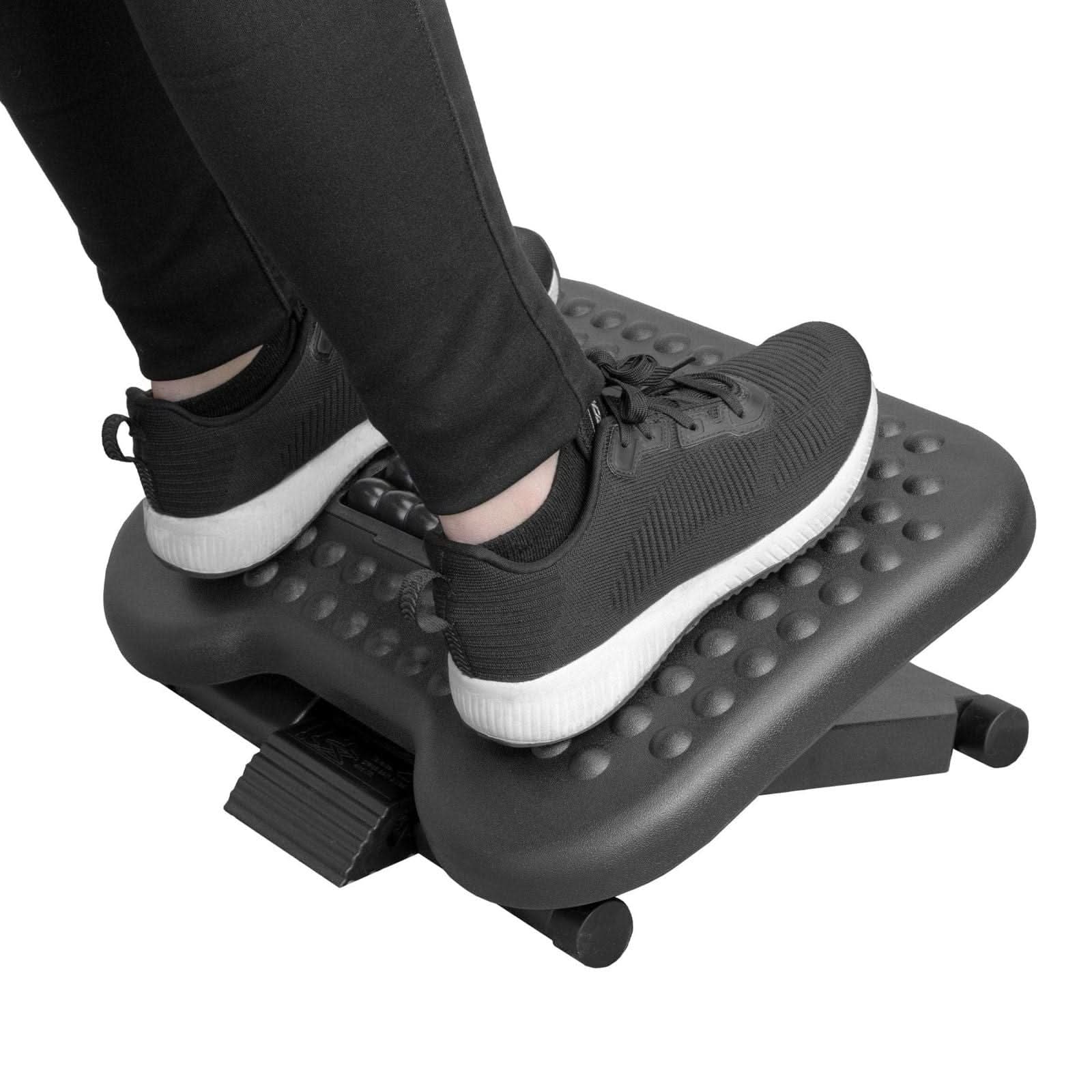 Angle. Mount-It! - Under Desk Footrest with Adjustable Height and Rolling Massage Surface, Ergonomic Office Foot Rest - Black.