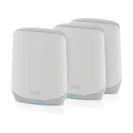 NETGEAR - Orbi RBK763-100NAR AX5400 Tri-band WiFi 6 Mesh System, 5.4Gbps, 1 Router + 2 Satellites - Refurbished Excellent - White
