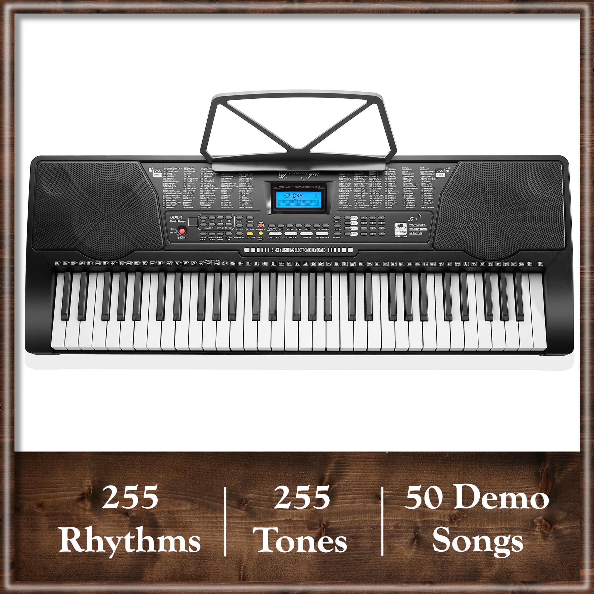 Ashthorpe 61 Key Electronic Keyboard Piano w Lighted Keys Stand