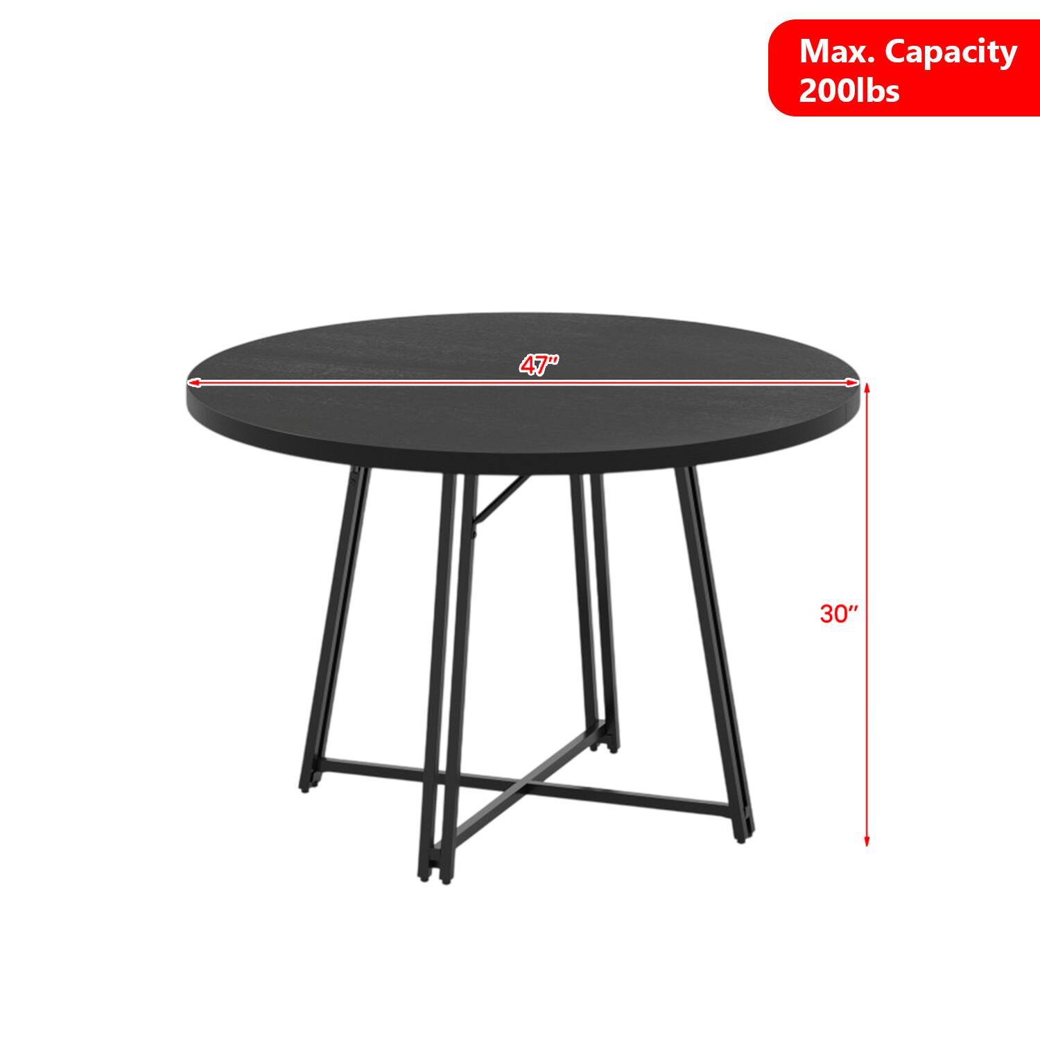 Max. Capacity 200lbs  
47"  
30"