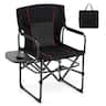 Costway - Folding Camping Chair with Side Table & Cup Holder, Carrying Bag for Picnic, Beach - Black