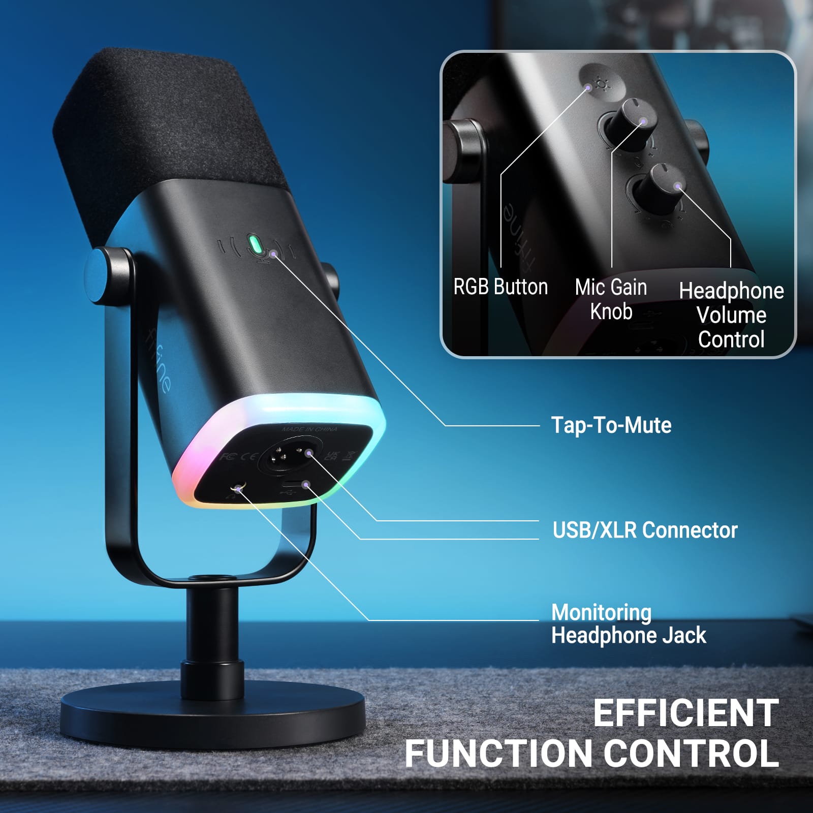 FIFINE - Gaming Mic & Audio Mixer Set, XLR/USB Dynamic Micro