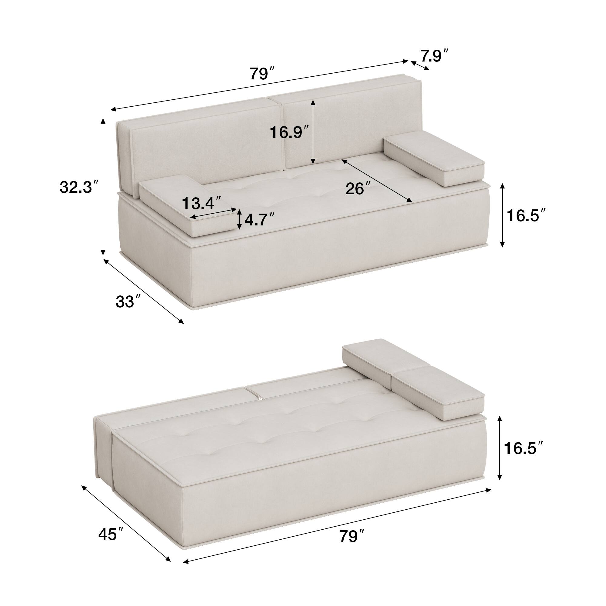 79" 7.9" 16.9" 32.3" 13.4" 4.7" 26" 16.5" 33" 16.5" 45" 79"
