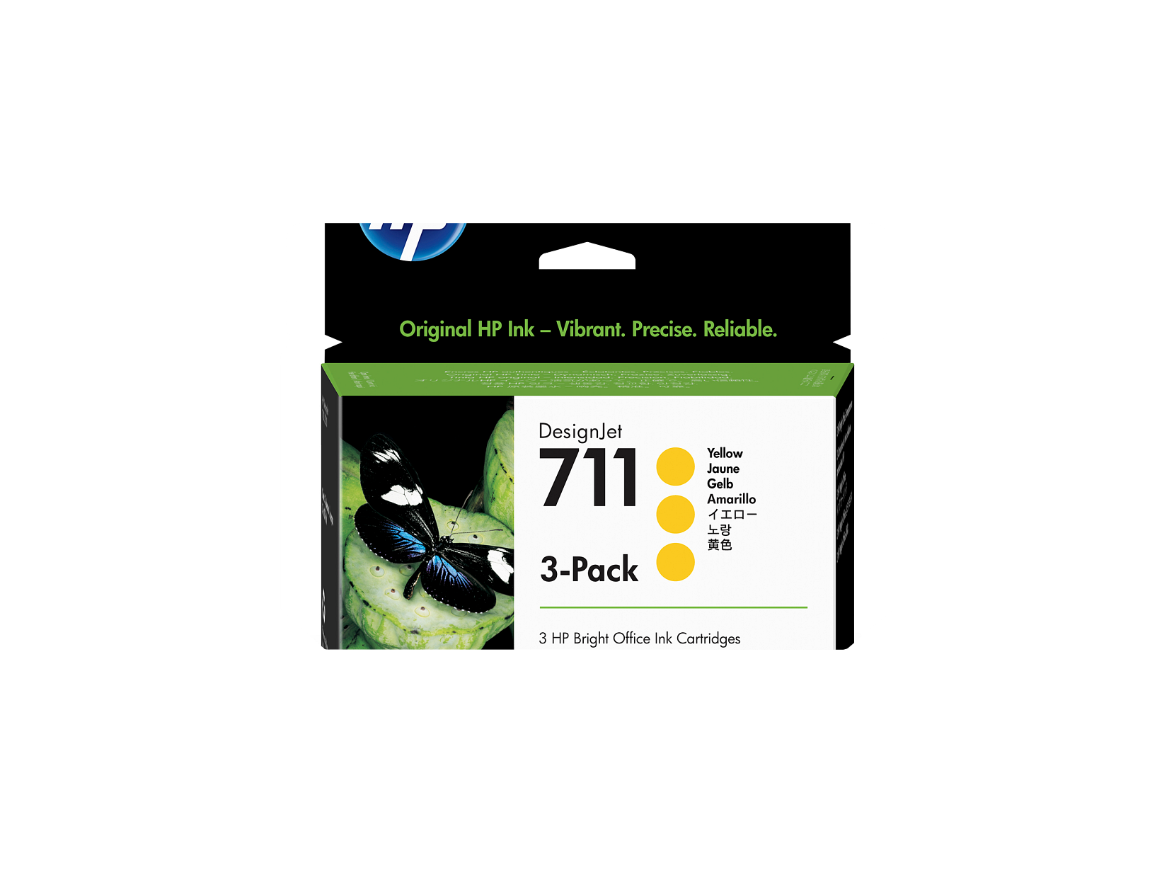 Original HP Ink – Vibrant. Precise. Reliable.

DesignJet 711  
3-Pack  
Yellow Jaune Gelb Amarillo  
3 HP Bright Office Ink Cartridges