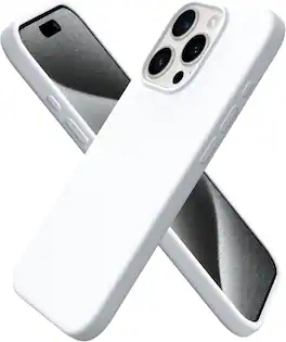 Ornarto - Compatible with iPhone 15 Pro Case 6.1", Slim Liquid Silicone Full Covered Protective Cover - White