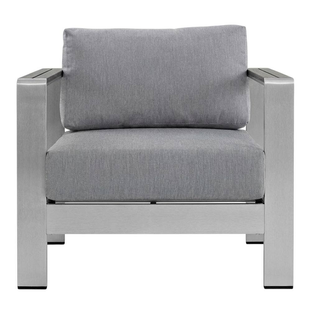 Back. Outdoor Escape - Aluminum Outdoor Lounge Armchair With Armrest And Sturdy Frame - Gray.