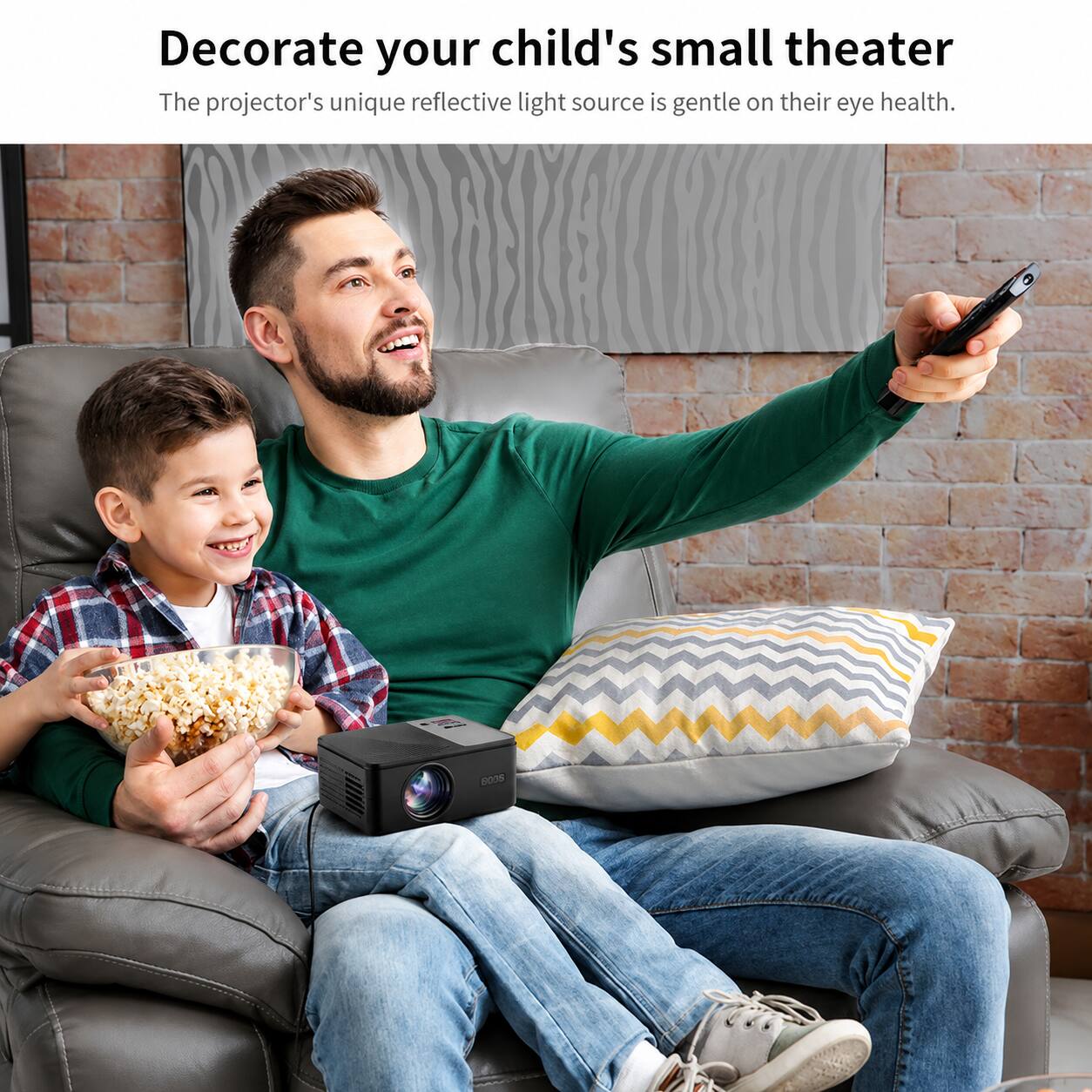 Decorate your child's small theater  
The projector's unique reflective light source is gentle on their eye health.
