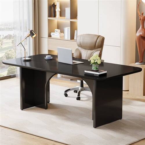 Angle. SlickBlue - Modern Extra-Large Executive Home Office Computer Desk with Storage - Black.