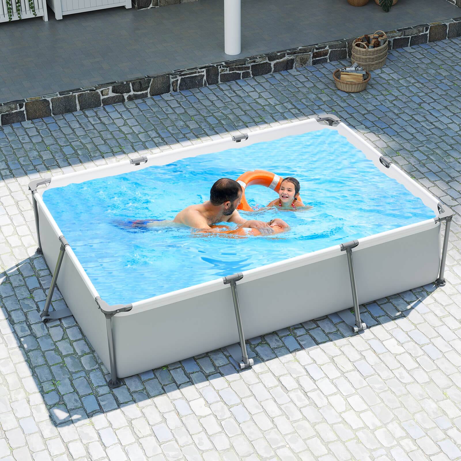 Alt View 1. Costway - Costway 978 Gal Outdoor Family Swimming Pool with Metal Frame Multi-layer PVC Fabric - Grey.