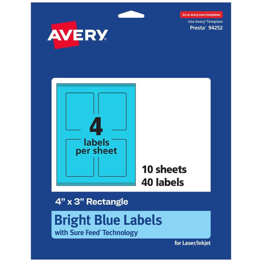 Avery Printable Rectangle Labels, Bright 4