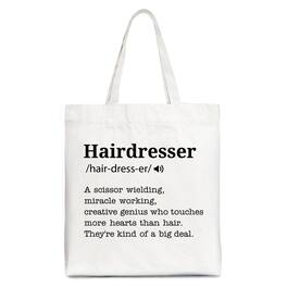 OrnamentallyYou - Hairdresser Definition Canvas Tote Bag, Funny Gift Shopper for Creative and Talented Stylists - White