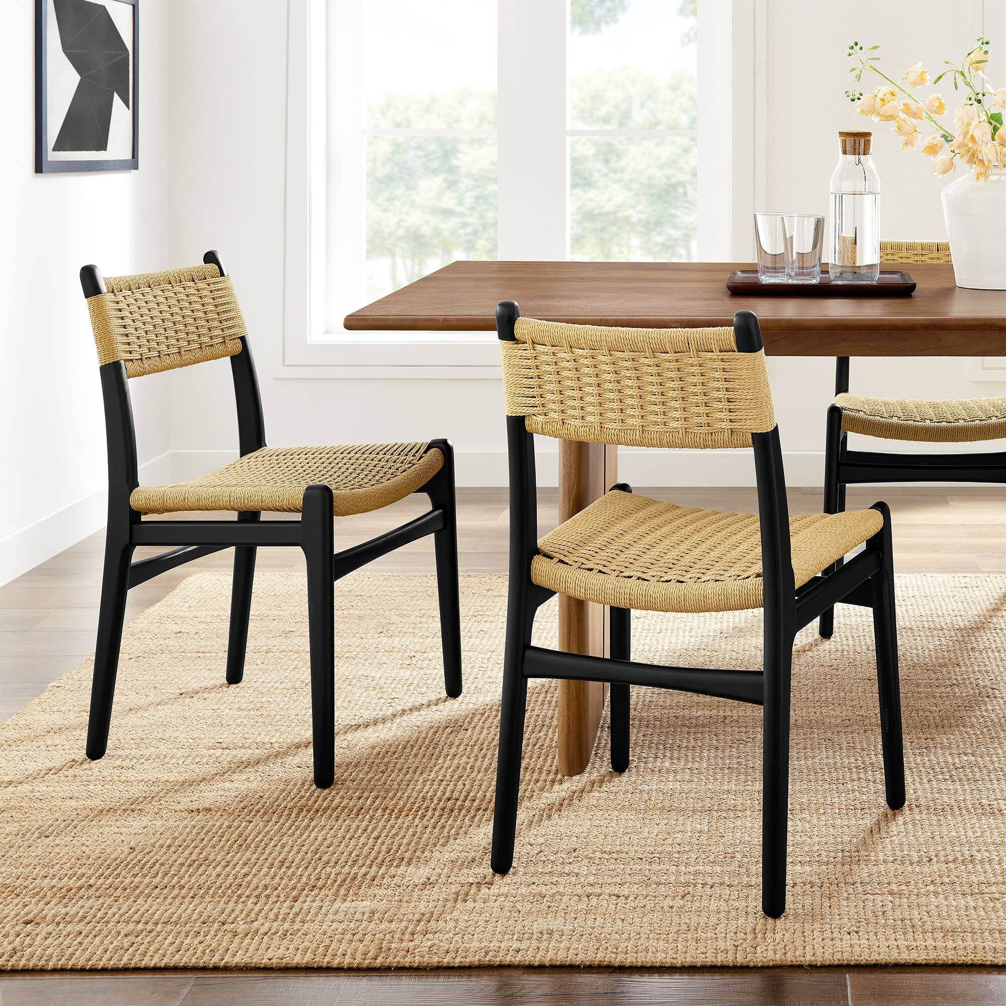 Alt View 6. Modway - Wynn Rope and Wood Dining Side Chairs Set of 2 by Modway - Brown.