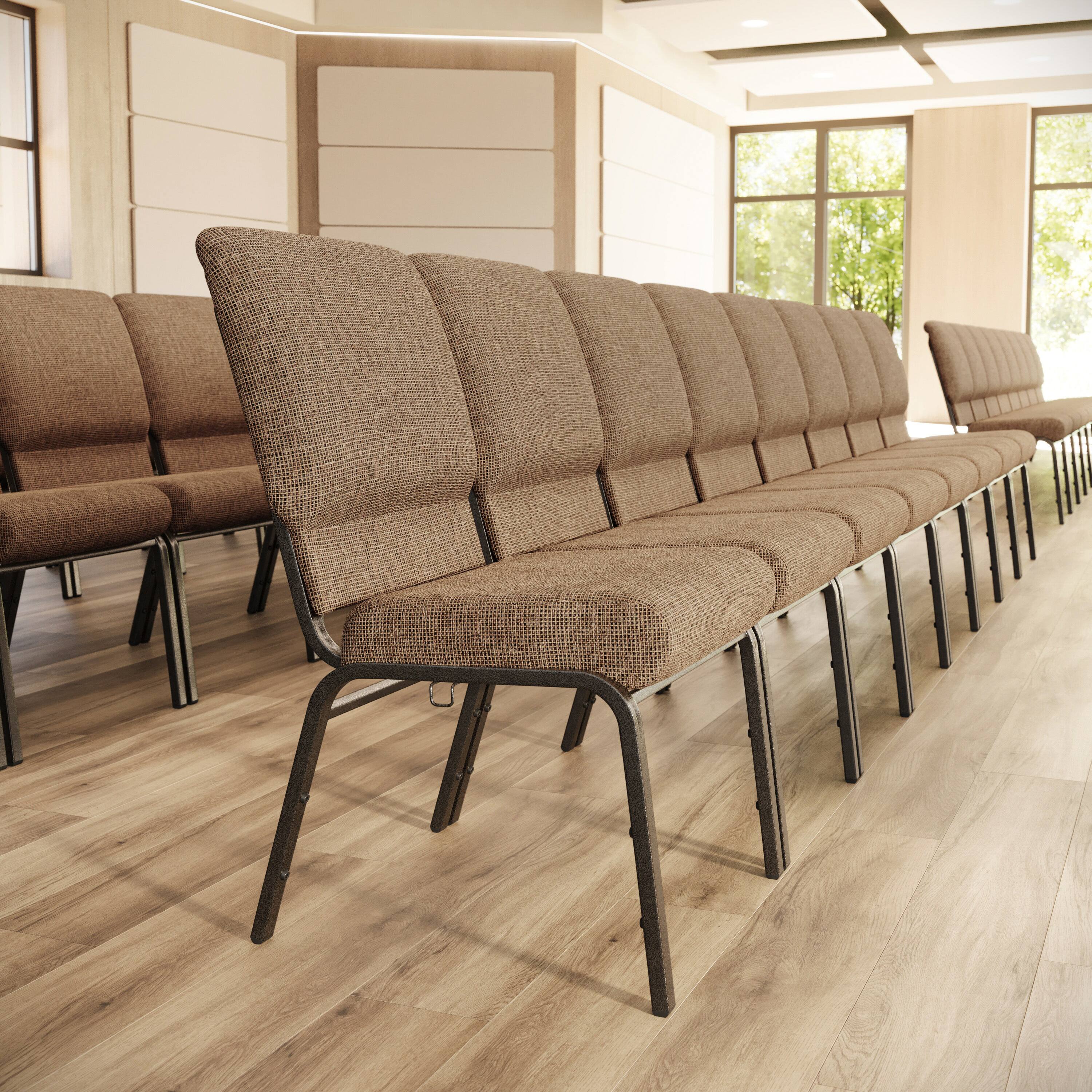 Alt View 1. Emma + Oliver - Church Chair 20.5 in. Wide - Mixed Tan Fabric/Gold Vein Frame.