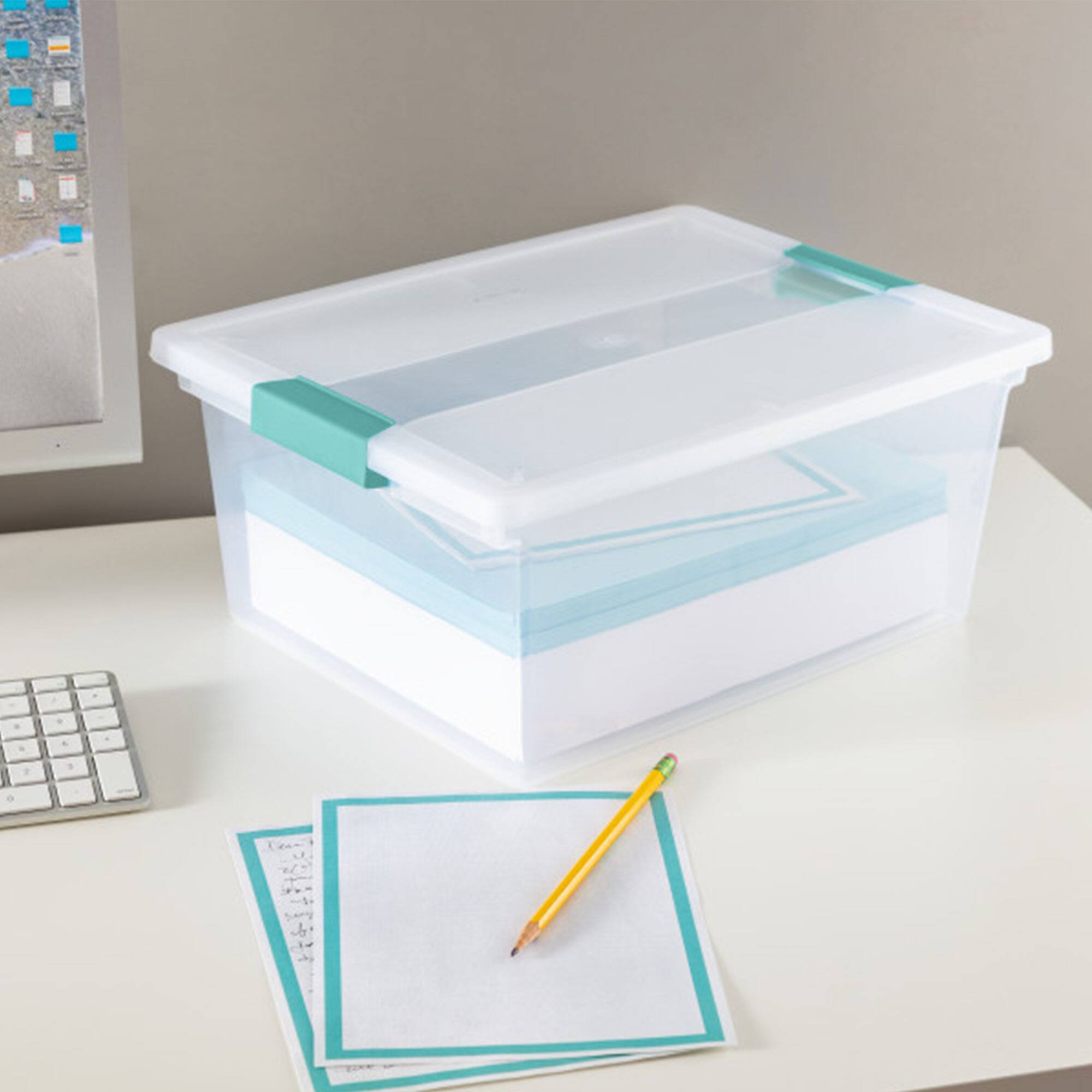 Alt View 8. Sterilite - Sterilite Deep Clear Plastic Stackable Storage Bin with Clear Latch Lid, 8 Pack - Clear.