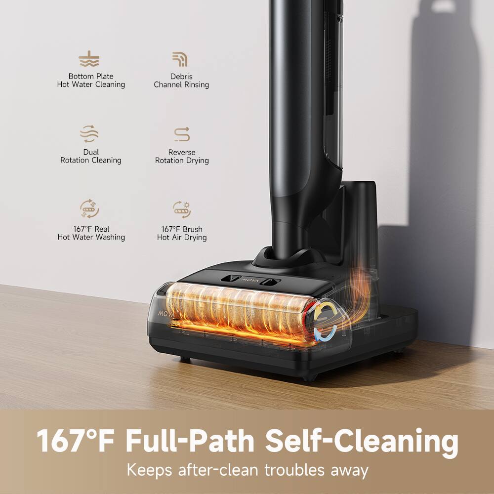 Bottom Plate Hot Water Cleaning, Debris Channel Rinsing, Dual Rotation Cleaning, Reverse Rotation Drying, 167°F Real Hot Water Washing, 167°F Brush Hot Air Drying, 167°F Full-Path Self-Cleaning, Keeps after-clean troubles away