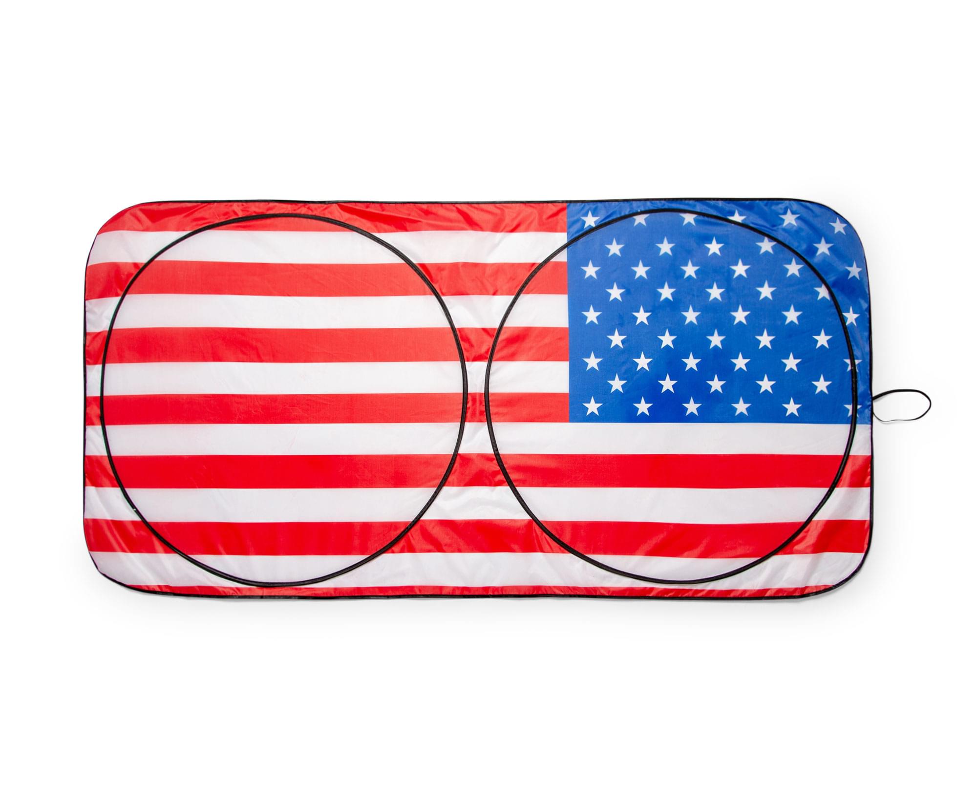 Alt View 1. Surreal Entertainment - American Flag Sunshade for Car Windshield | 64 x 32 Inches - Red.