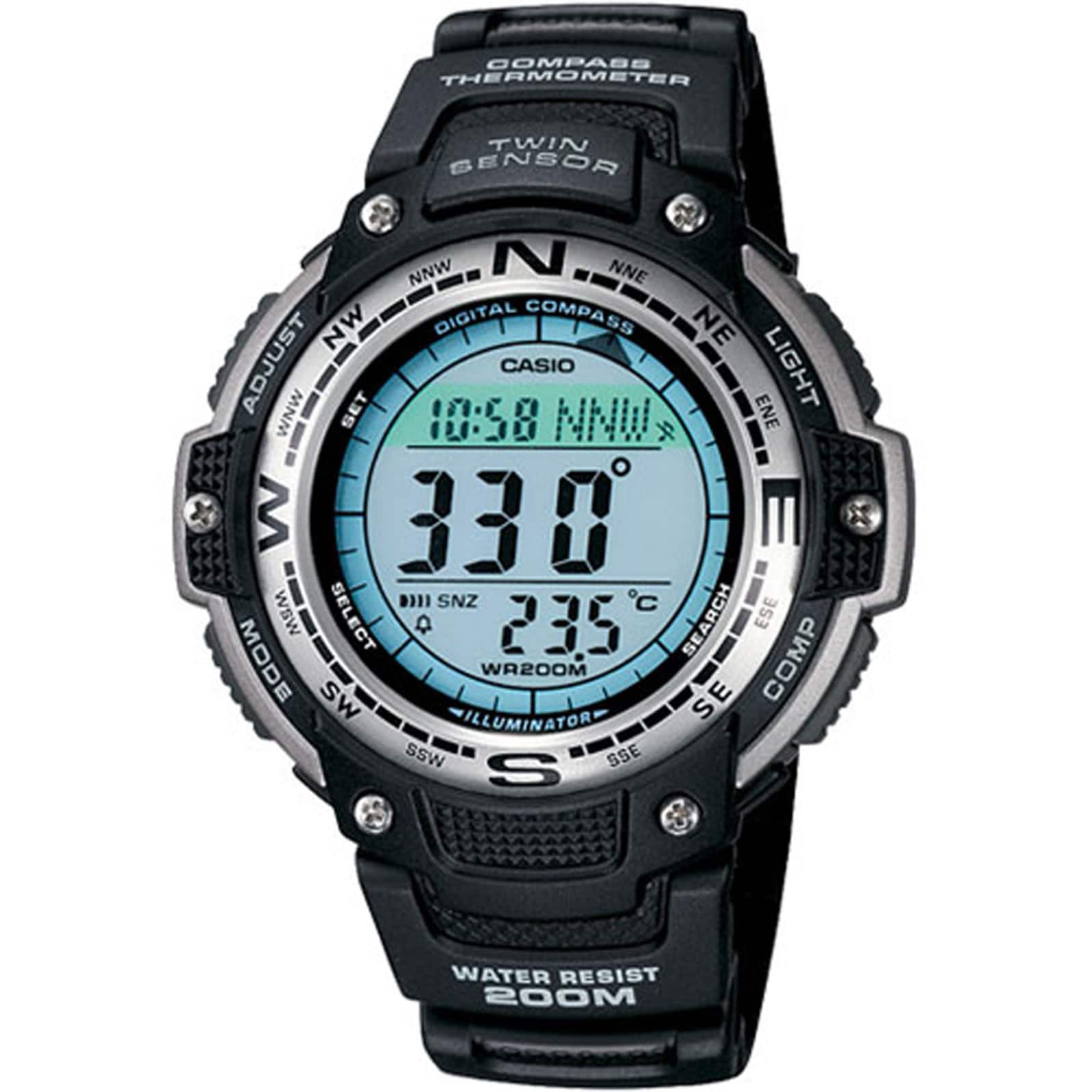 Front. Casio - Men's Digital Compass Twin Sensor Sport Watch - Black.