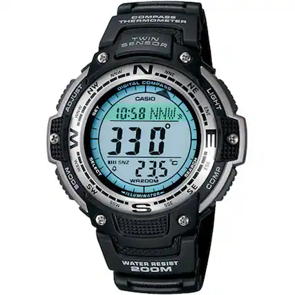 Front. Casio - Men's Digital Compass Twin Sensor Sport Watch - Black.