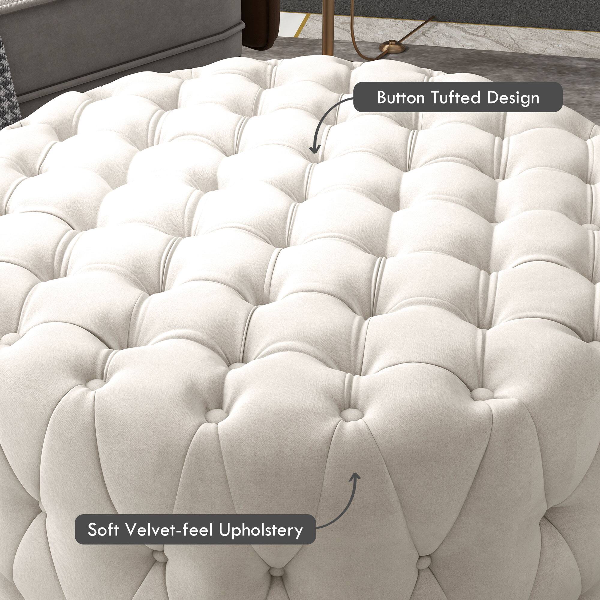 Button Tufted Design, Soft Velvet-feel Upholstery