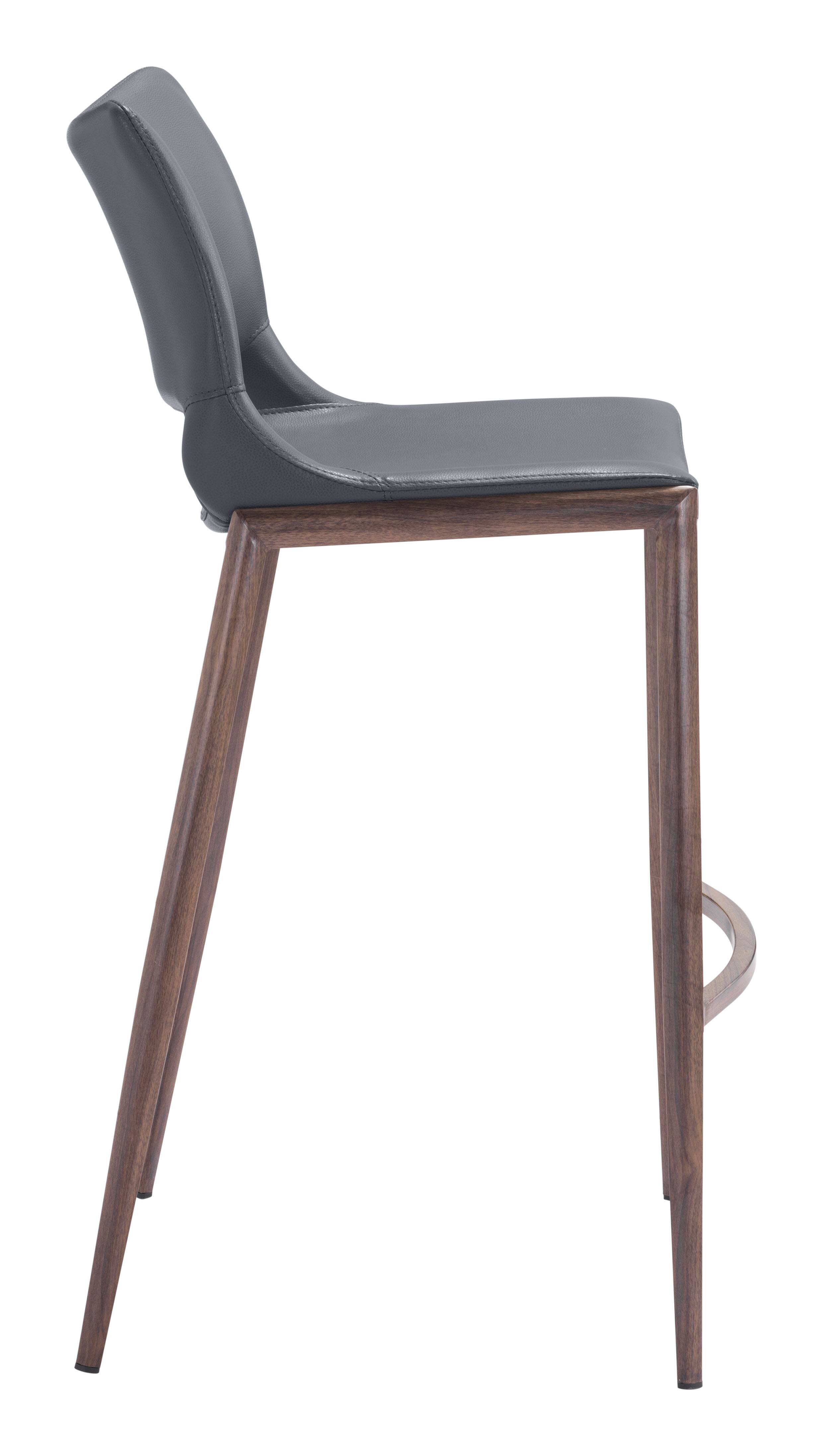 Back. Hivvago - Ace Barstool (Set of 2) Dark Gray & Walnut - Dark Gray & Walnut.