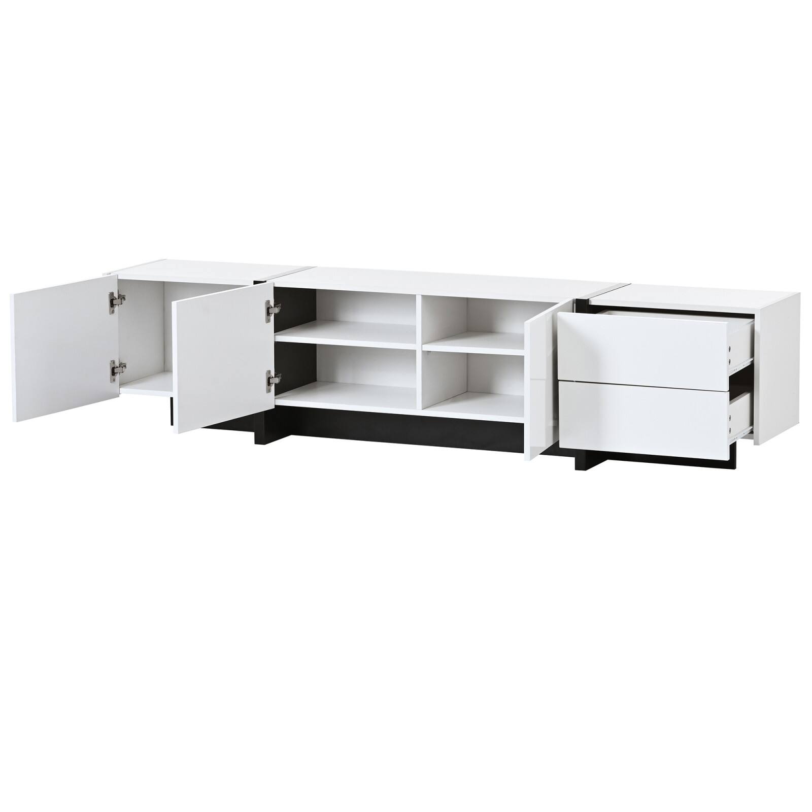 Alt View 8. Ecooso - Contemporary Rectangle Design TV Stand, Unique Style TV Console Table for TVs Up to 80'', High Gloss UV Surface - White.