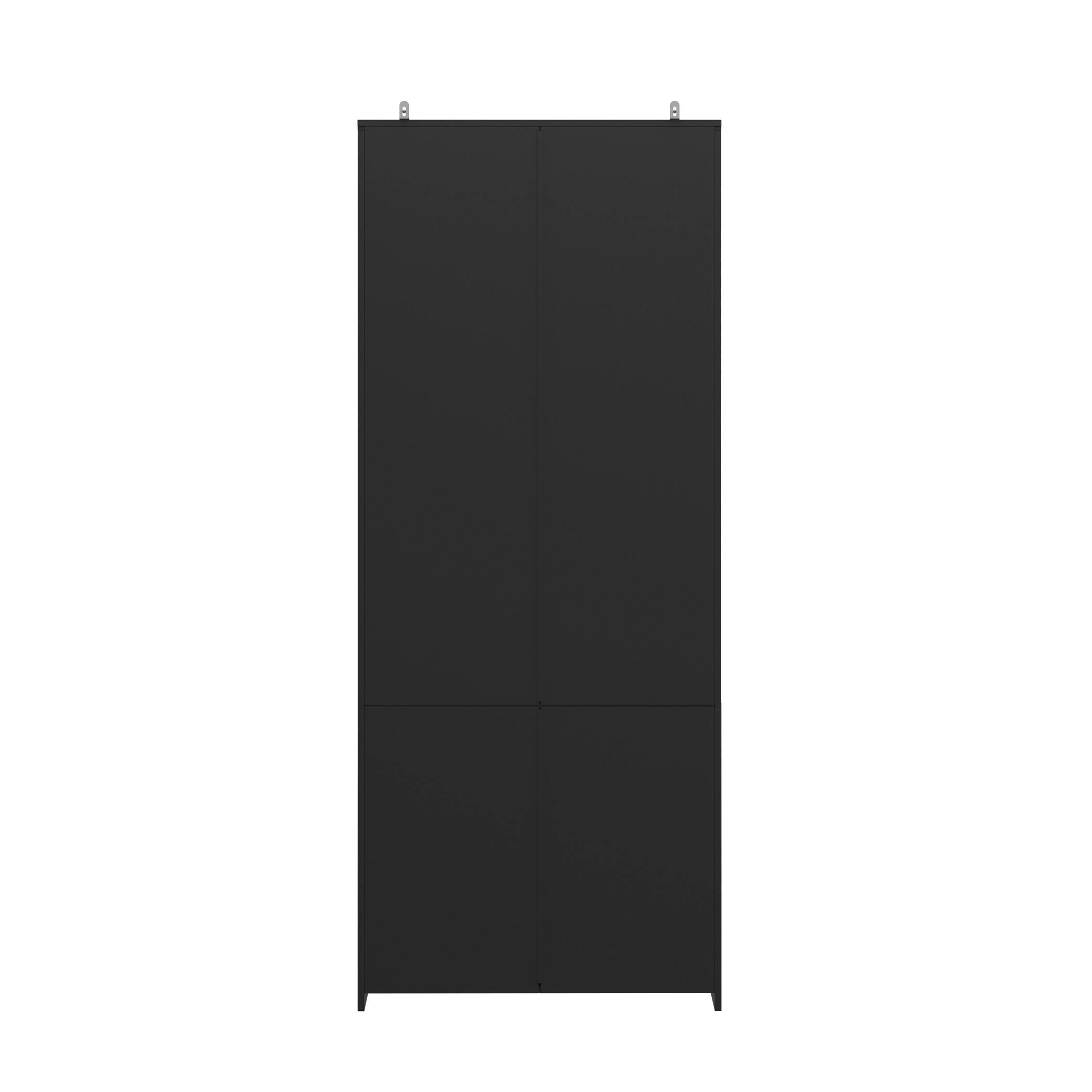 Back. Famapy - Famapy Nordic - Style Display Cabinet - Glass Doors + Brass Handles, Perfect for Book & Collection Display - Black.