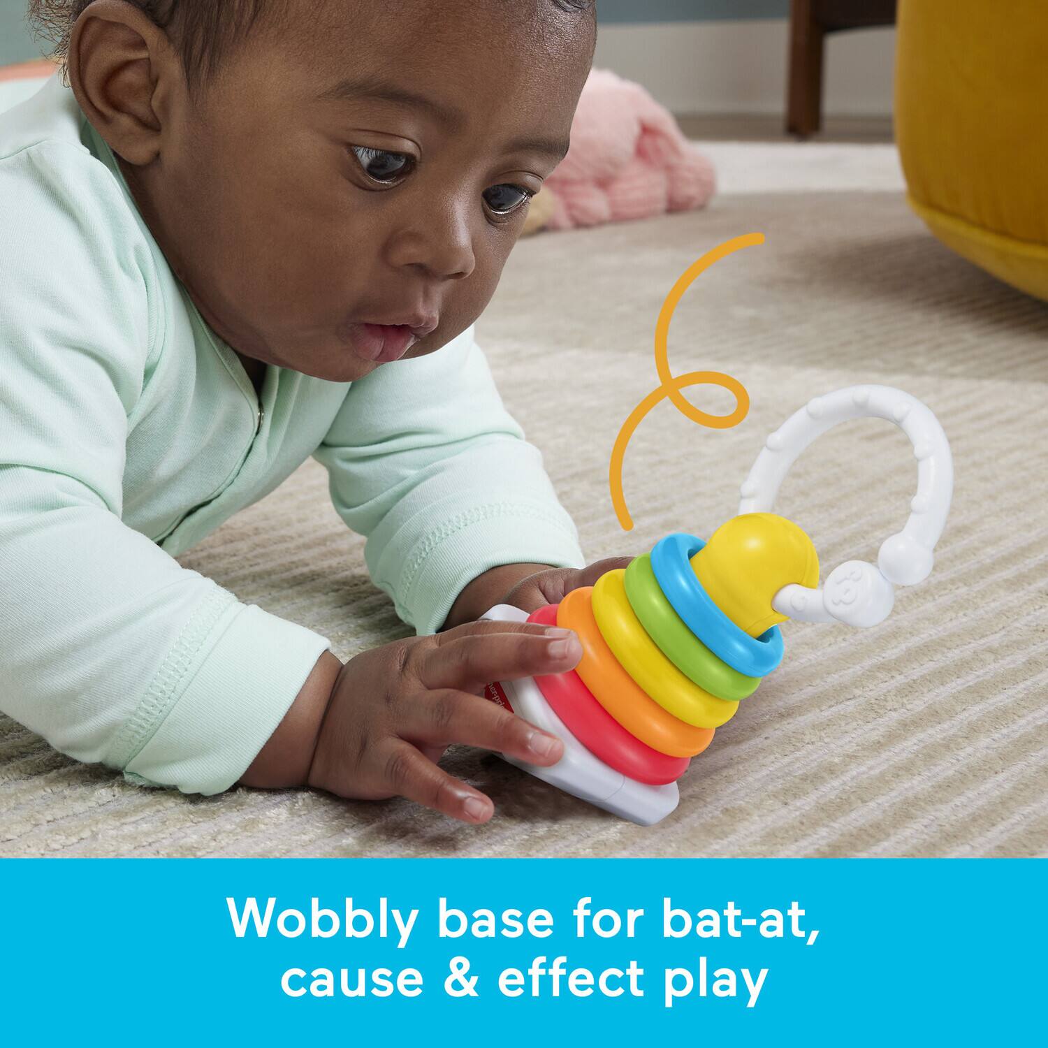 Wobbly base for bat-at, cause & effect play