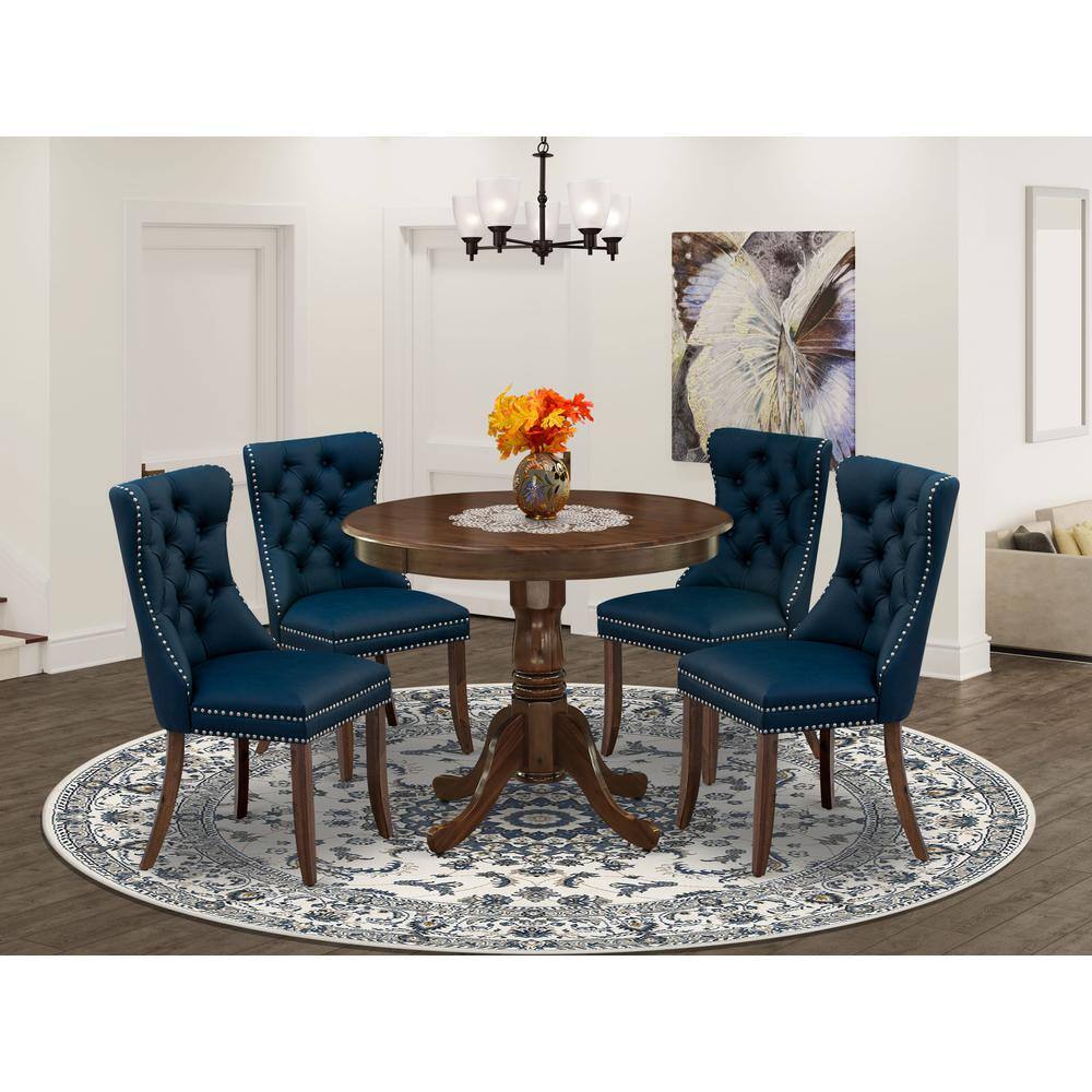Alt View 3. East West Furniture - 5 Piece Kitchen Table Set Contains a Round Dining Table with Pedestal - Grey.