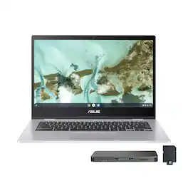 ASUS - Chromebook CX1 14" FHD Laptop,Intel Celeron N4500,4GB RAM,64GB eMMC+160GB Dock Set,UHD Graphics,Chrome OS - Silver
