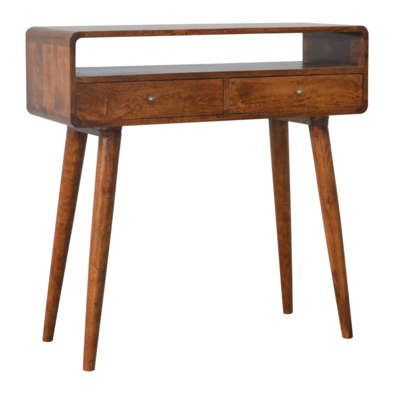 Back. Artisan Furniture - Artisan Furniture Solid Wood Curved Chestnut Console Table - Brown.