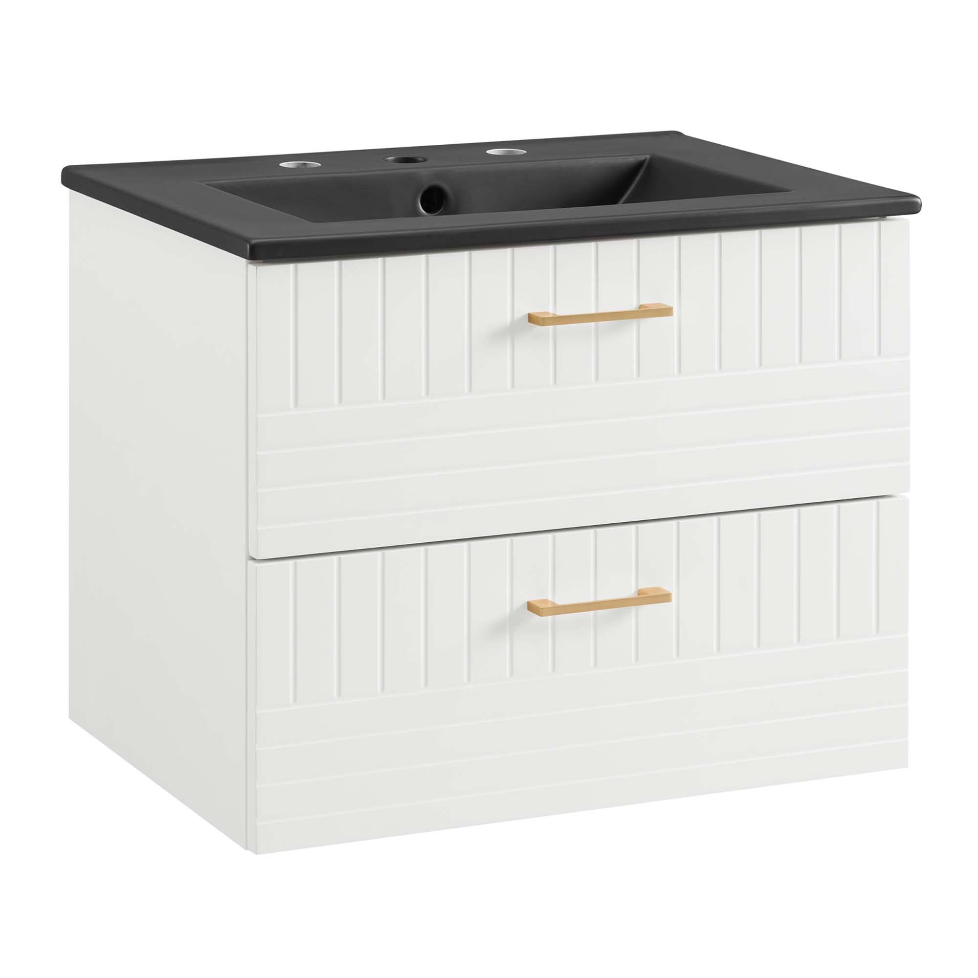 Angle. Modway - Daybreak Wall-Mount Bathroom Vanity Basin Included by Modway - White Black.