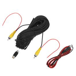 Unique Bargains - Backup Camera RCA Video Cable, Male to Male, with F-F Coupler, Detection & DC Wire for Truck/Bus/SUV - Black