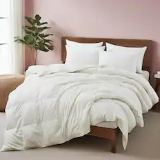 Front. Peace Nest - Peace Nest Ultra Soft All Season Down Feather Comforter, White, King - White.
