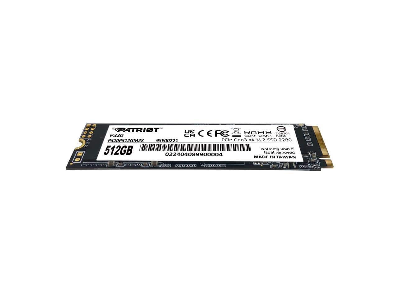 Patriot P320 M.2 2280 512GB PCI Express 3.0 x4 Internal Solid