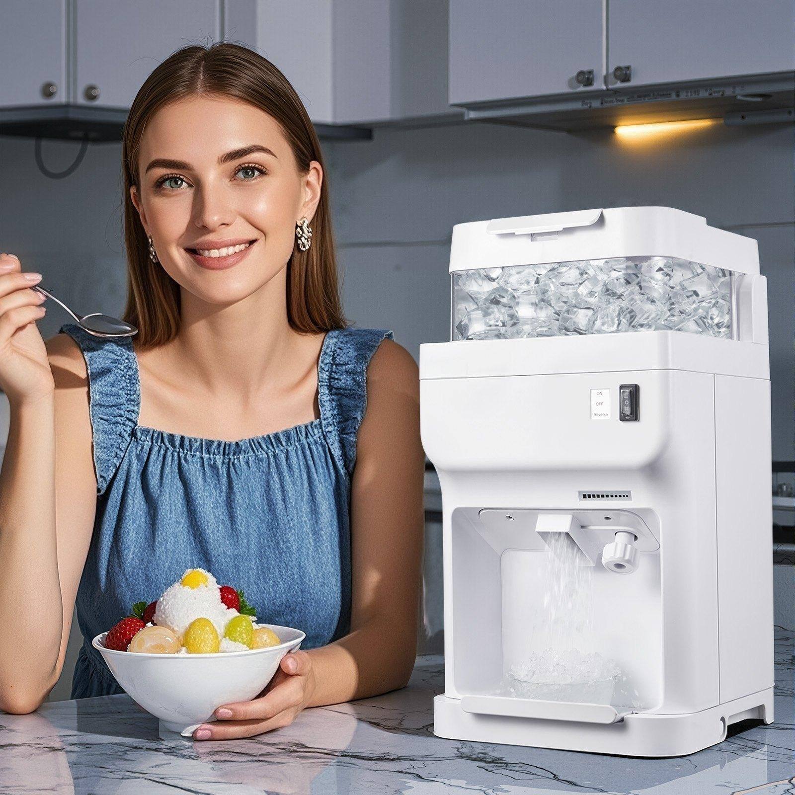 Alt View 1. Glintex - Commercial Electric Ice Shaver 220 lbs/hr, 350W Snow Cone Maker with 8L Ice Box for Parties, Events & Home Use - White.