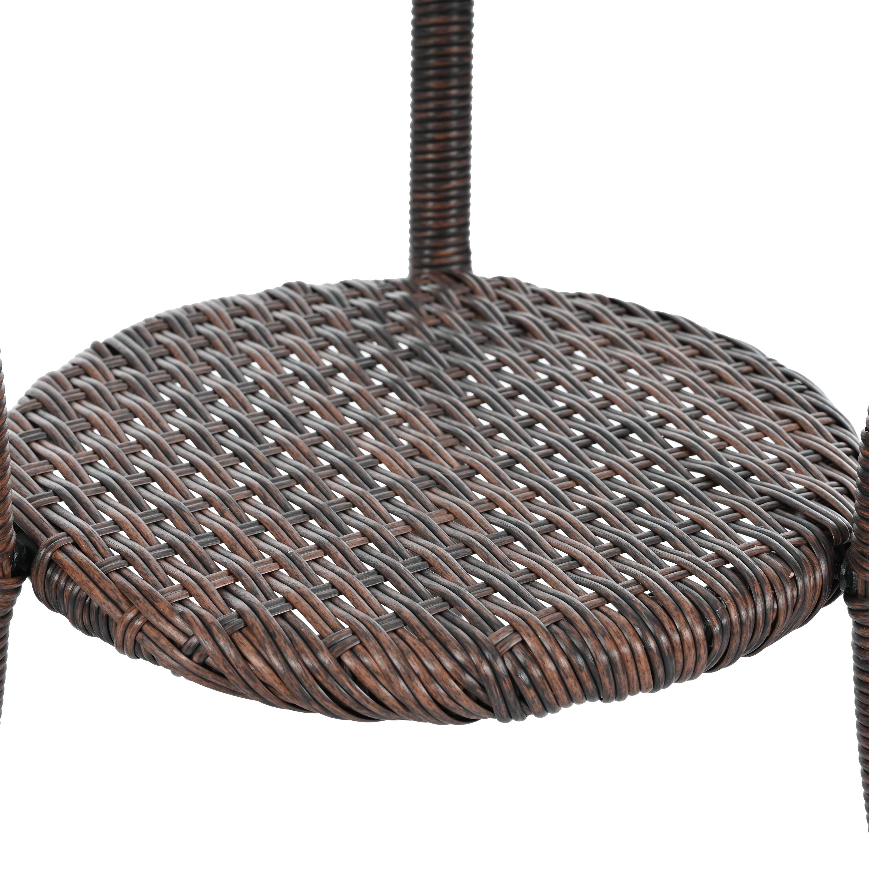 Alt View 4. Mondawe - 3-Piece Outdoor Leisure Set, 2 Rattan Single Chairs with A Glass Round Table - Brown+Blue.