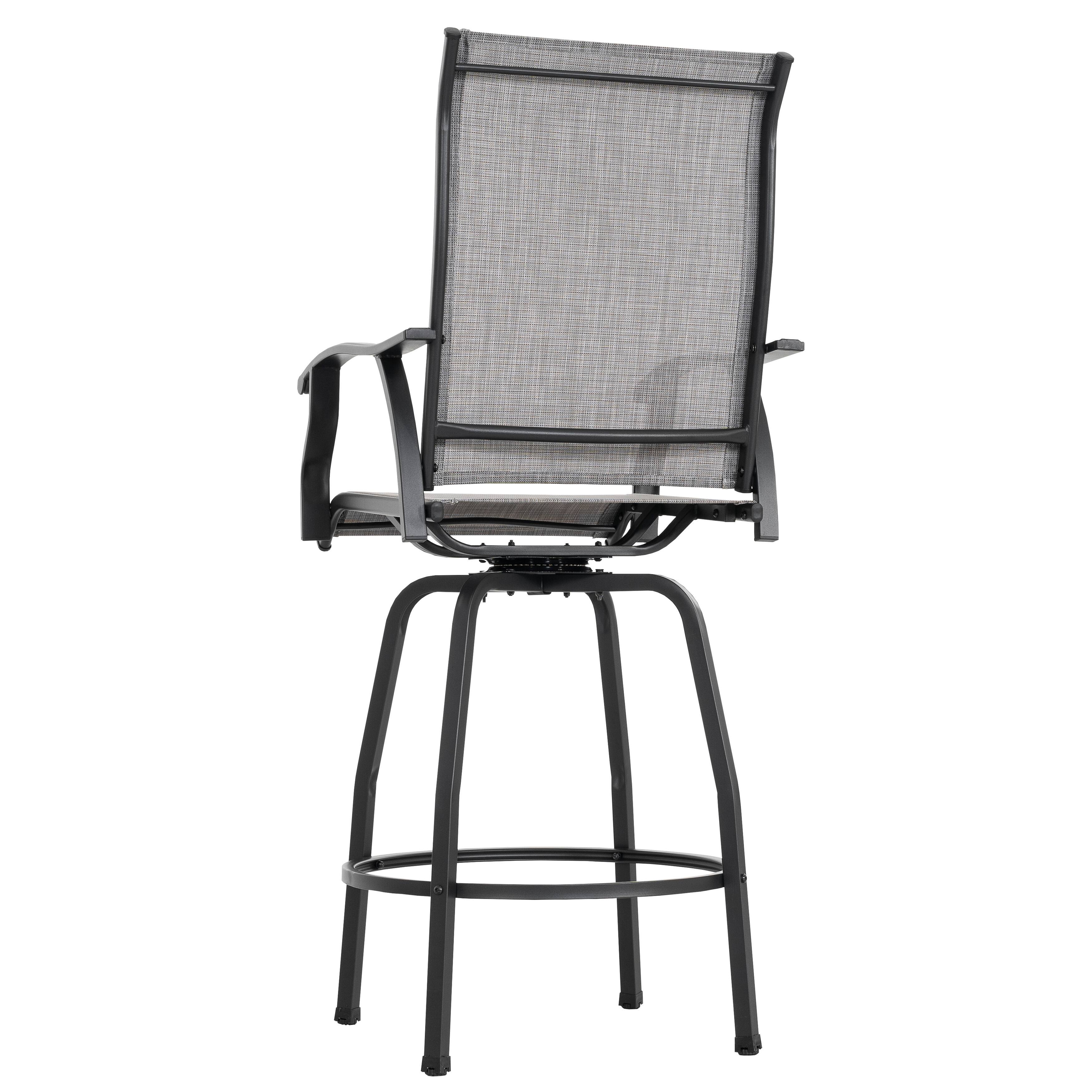 Alt View 9. Nuu Garden - Nuu Garden Outdoor Swivel Bar Stools, Set of 2 Patio Bistro Chairs, All-Weather Textilene - Gray&Black.